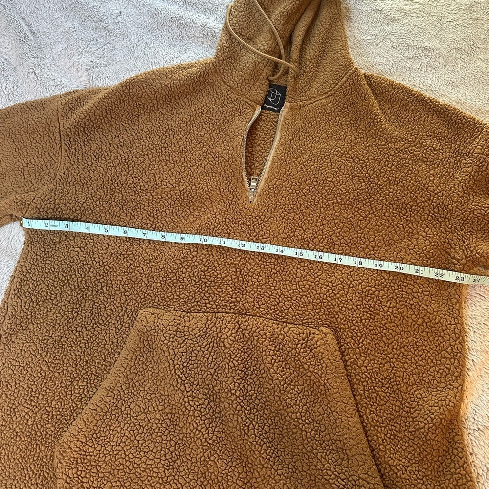 Original Use Brown Sherpa Faux Fur Hoodie Pullover – Men’s Medium - Picture 8 of 9